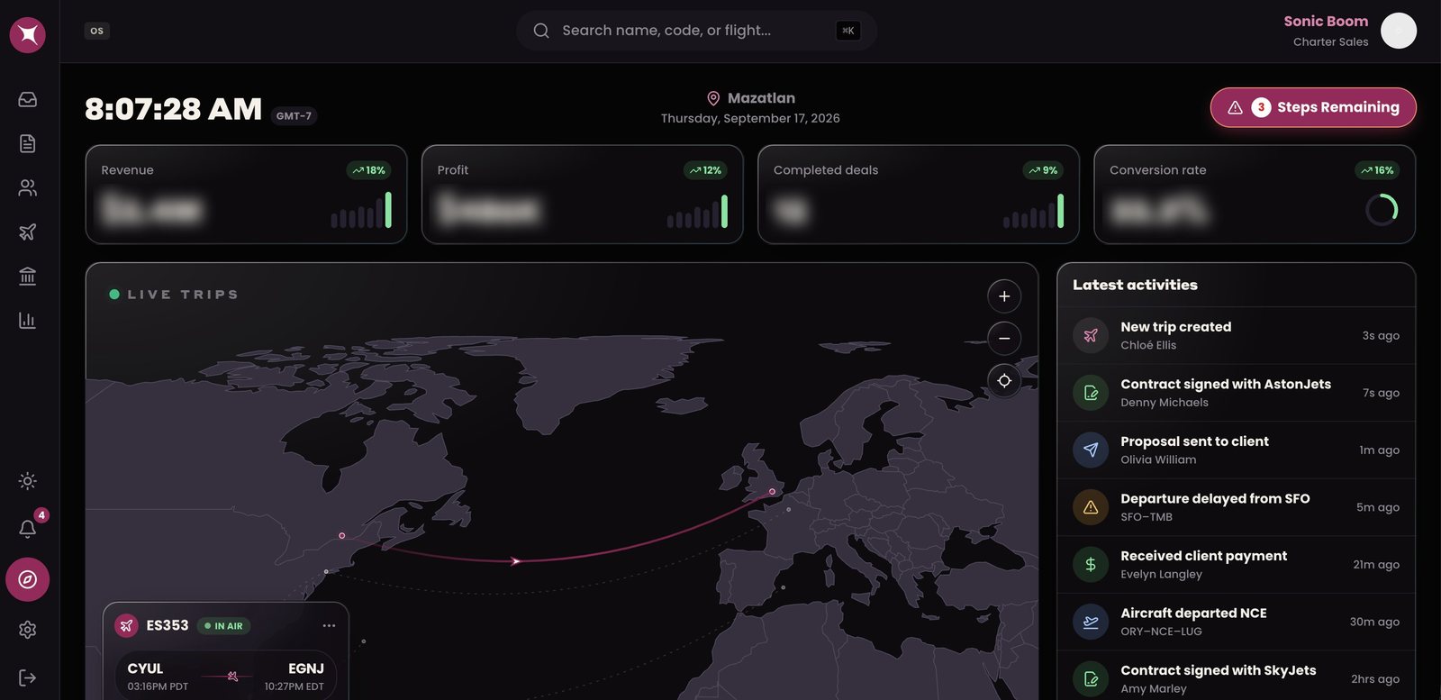 JetPay Mission Control dashboard